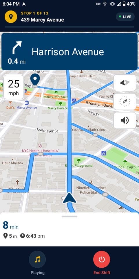 Turn-by-turn navigation in the EtaTrack driver app